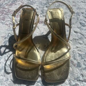 Zara Metallic Gold Sandals